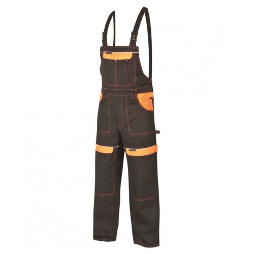 Pánske nohavice s náprsenkou ARDON COOL TREND, čierno-oranžové